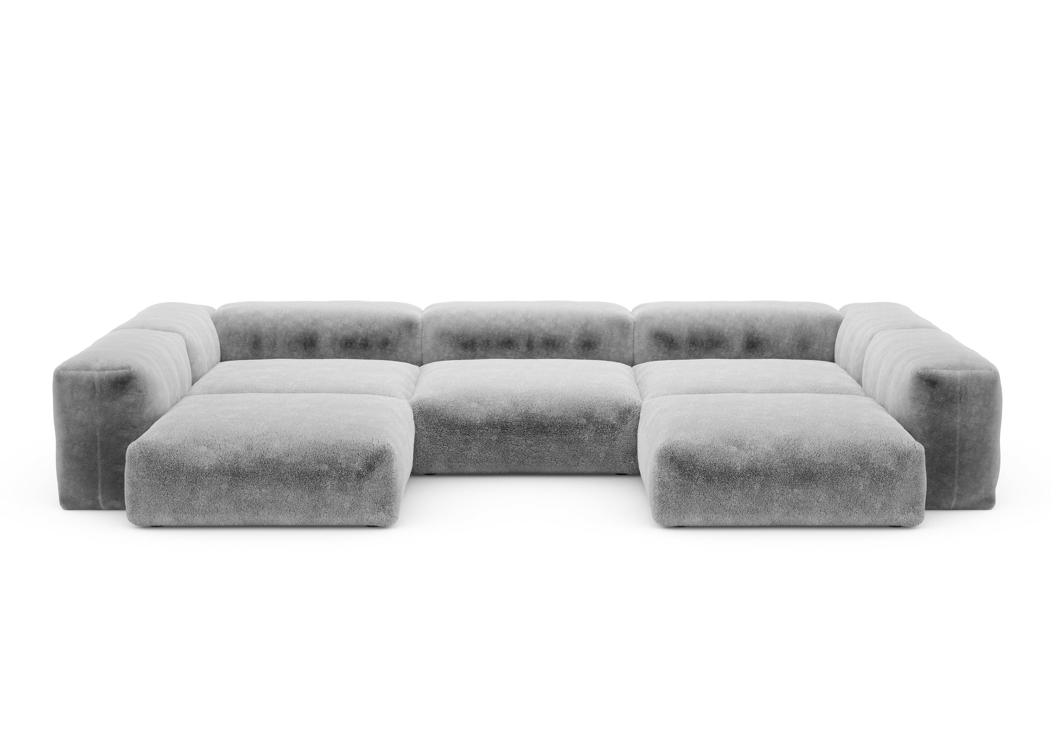 Vetsak U-Shape Sofa L Faux Fur grey